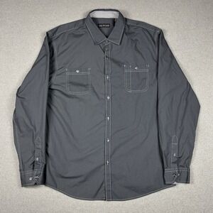 MB Studio Long Sleeve Button Up Shirt Mens 2XL Gray Western Cowboy Rodeo